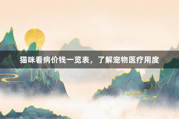 猫咪看病价钱一览表，了解宠物医疗用度