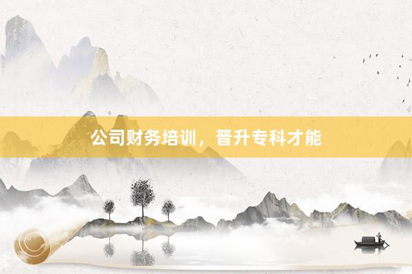 公司财务培训，晋升专科才能